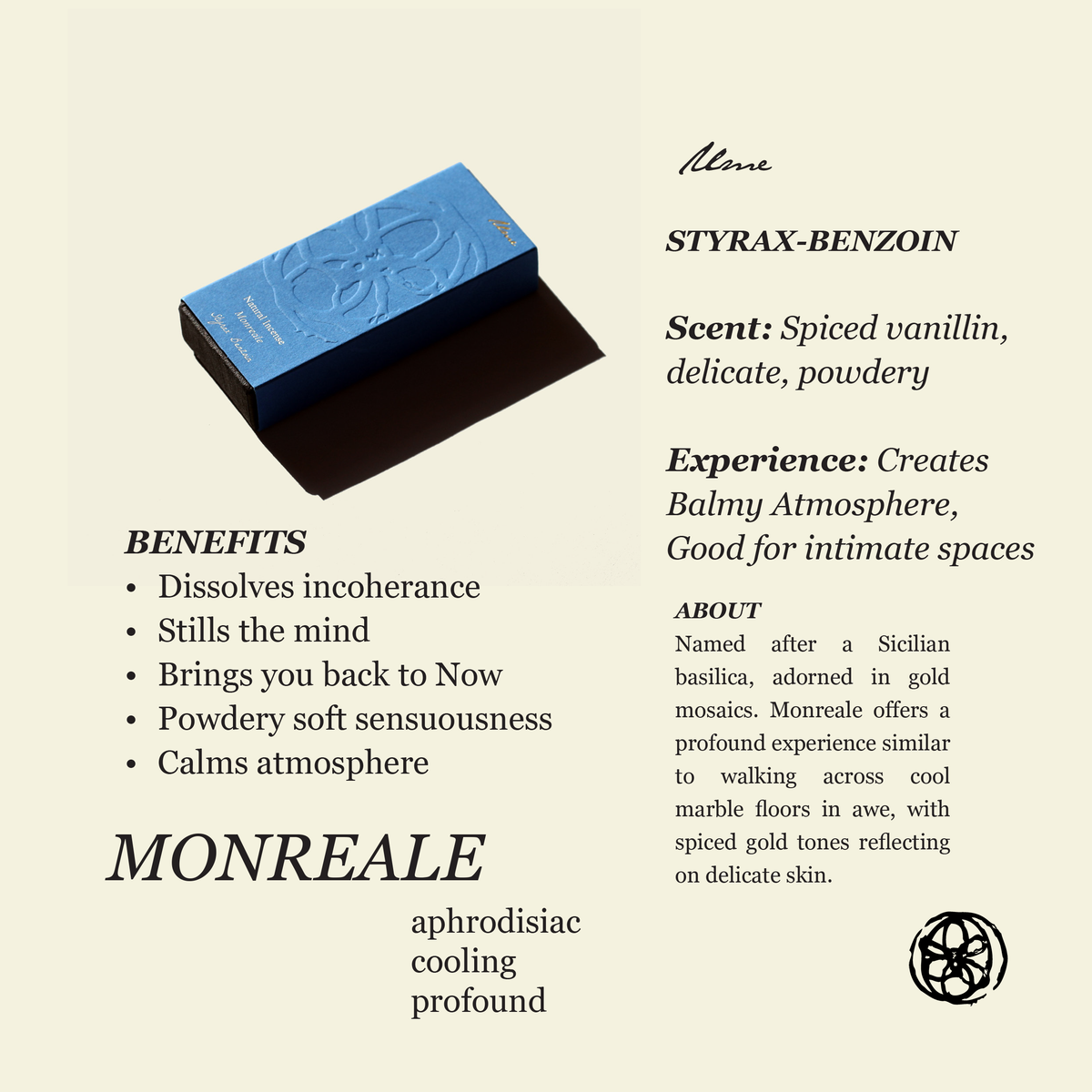 Ume Incense | MONREALE Styrax Benzoin | Calming Incense