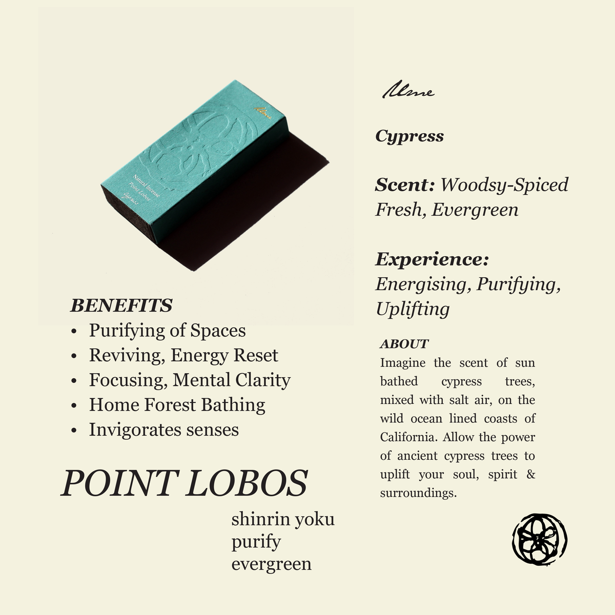 Ume Incense | POINT LOBOS Cypress | Natural Incense Sticks